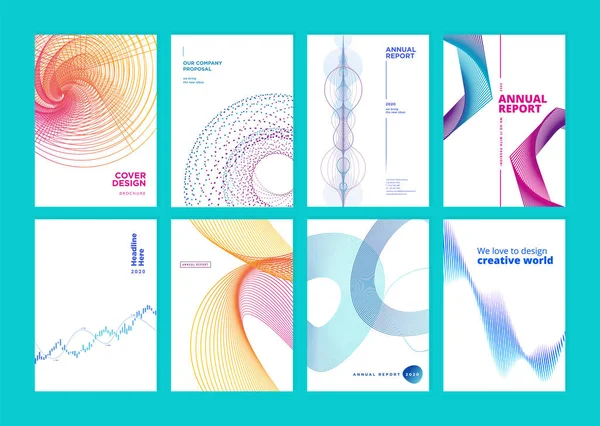 Conjunto Folleto Informe Anual Plantillas Diseño Portada Ilustraciones Vectoriales Para — Archivo Imágenes Vectoriales