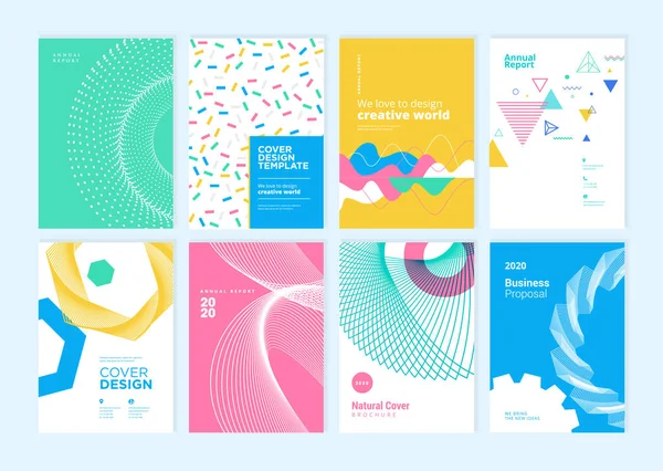 Série Brochures Rapport Annuel Modèles Conception Couverture Illustrations Vectorielles Pour — Image vectorielle