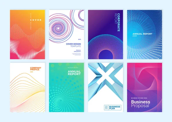 Broşür Seti Yıllık Rapor Kapak Tasarımı Şablonları Sunumu Kağıdı Şirket — Stok Vektör