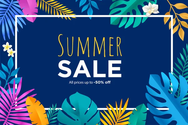 Summer Sale Banner Vector Illustration Mobile Social Media Banner Template — Stock Vector