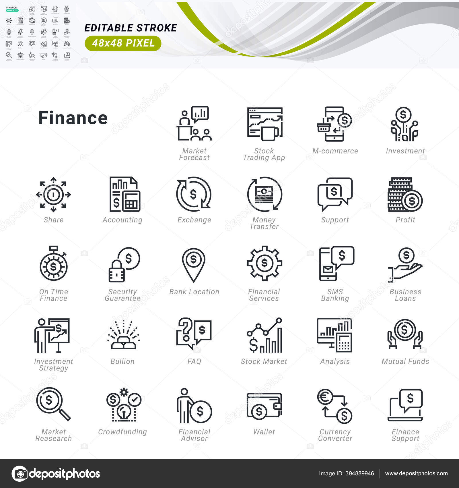 Thin Line Icons Set Finance Premium Quality Outline Symbols Editable Stock  Vector by ©Variant 394889946
