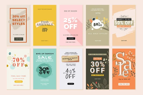 Conjunto Banners Venda Móvel Ilustrações Vetoriais Para Sites Banners Móveis —  Vetores de Stock