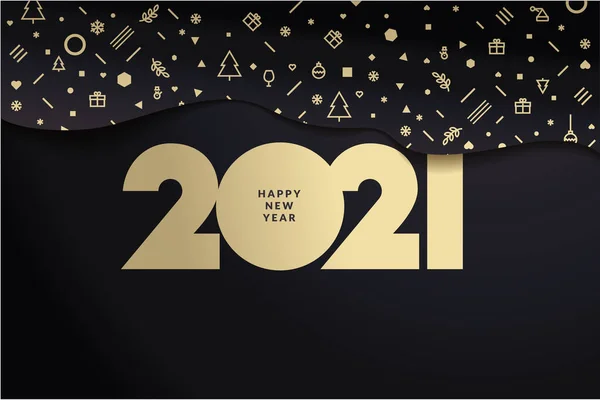 Szczęśliwego Nowego Roku 2021 Nowoczesna Koncepcja Ilustracji Wektorowej Tła Kartka — Wektor stockowy