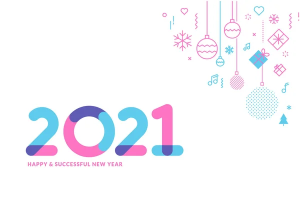 Szczęśliwego Nowego Roku 2021 Wizytówka Nowoczesna Koncepcja Ilustracji Wektorowej Tła — Wektor stockowy