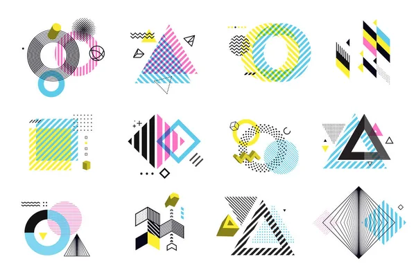 Набір Сучасних Абстрактних Елементів Графічного Веб Дизайну Векторні Ілюстрації Концепції — стоковий вектор