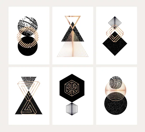 Plakatset Mit Abstrakten Geometrischen Formen Moderne Minimalistische Konzepte Für Kunstdruck — Stockvektor