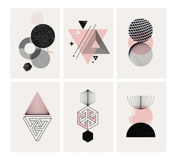 Set Posters Met Abstracte Geometrische Vormen Moderne Minimalistische Concepten Voor — Stockvector