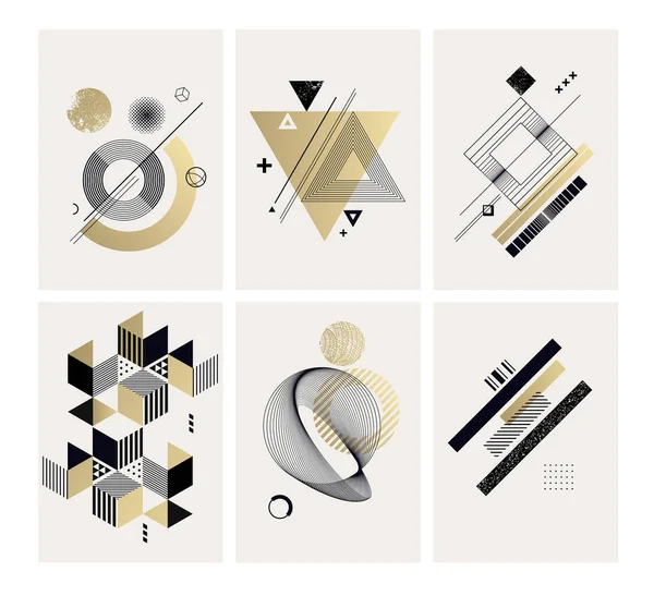 Set Poster Dengan Bentuk Geometris Abstrak Konsep Modern Minimalis Untuk - Stok Vektor