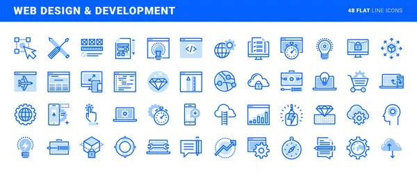 Set Von Flachen Icons Für Webdesign Und Entwicklung Vektorkonzepte Für — Stockvektor