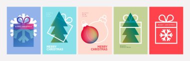 Noel ve Yeni Yıl Kartları Koleksiyonu. Tebrik kartı, parti davetiyesi, web sitesi afişi, sosyal medya afişi, pazarlama materyali.