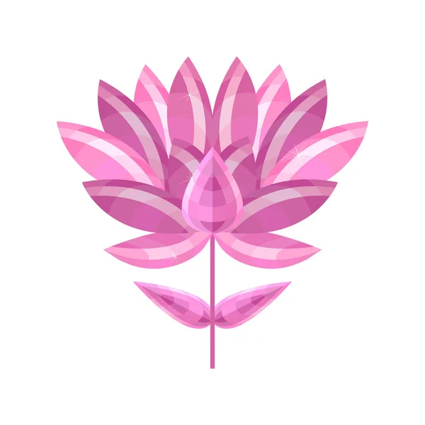 Conceptuele abstracte roze bloem. Gestileerde Lotus bloem. Abstracte vector illustratie van lage poly stijl. gestileerde ontwerpelement. poster ontwerp, covers, brochures. Logo. Geometrie. Set juwelen. — Stockvector
