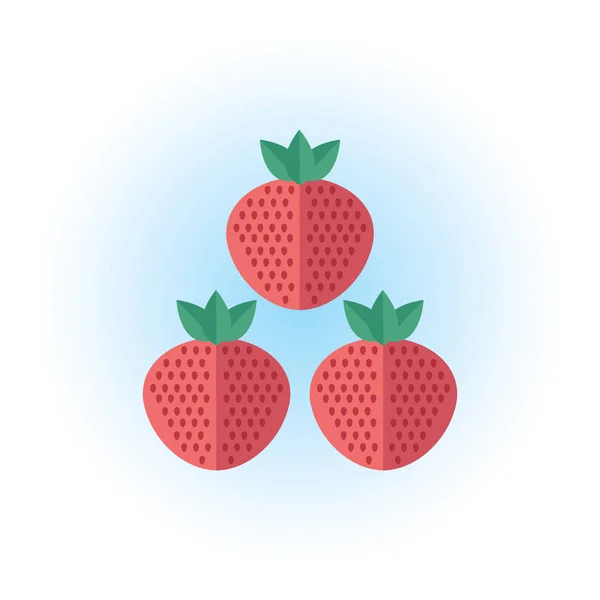 平らなベクトルのイチゴ。シンプルなかわいいスタイルで夏のベリー。ステッカー、アイコン、アイコン。白い背景に分離されたオブジェクト. — ストックベクタ