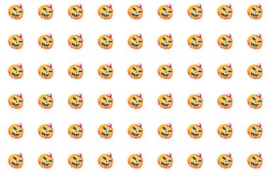 Suluboya beyaz arka plan üzerinde Cadılar Bayramı için Neşeli kabak deseni. Sonbahar tatili için dekorasyon. Mistik, muhteşem, eğlenceli bir tarz. Ambalaj, tekstil için parlak doku,