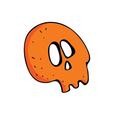 Kafatası beyaz arka planda vektörde. Basit tarzda vektör illüstrasyon, modern tasarım. Jolly Roger, iskelet, insan kemikleri. Halloween.