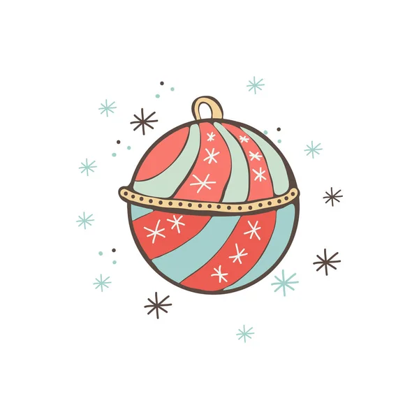 Christmas and Christmas toys for the Christmas tree. Christmas ball. Festive decoration. Happy holiday. Isolated object on white background. Cute, kids style scrawl.