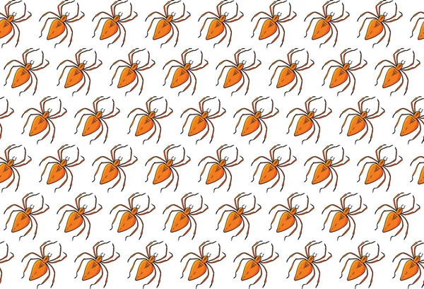 Spider Halloween seamless pattern. Halloween background. Textiles or wrapping paper. Vector background with insects. Hand-drawn. For design, textiles, fabric, decoration — Stock Vector