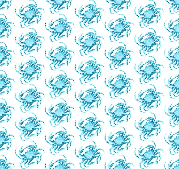Χωρίς ραφές. Εννοιολογικό πολυγωνικό καβούρι. εικόνα αφηρημένο διάνυσμα χαμηλής στυλ πολυ. γραφικό στοιχείο σχεδιασμού. Ναυτικό στυλ. Γεωμετρία. Θαλάσσιο καβούρι σε μπλε. — Διανυσματικό Αρχείο