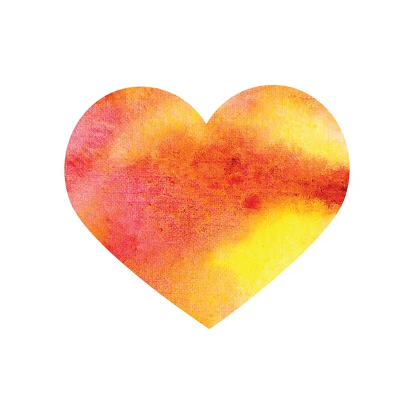 Suluboya sarı, Güneşli kalp beyaz arka plan izole. Düğün için tasarım, kalp günü, aşk, Sevgililer Günü. Islä±k boya fırçasÄ± kart, basÄ±n, simge, metin, etiket iÃ§in romantik bir ã1/4rÃ1/4n,