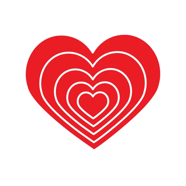Cuore rosso nel vettore. Simbolo d'amore e San Valentino. Icona rossa piatta isolata su sfondo bianco . — Vettoriale Stock