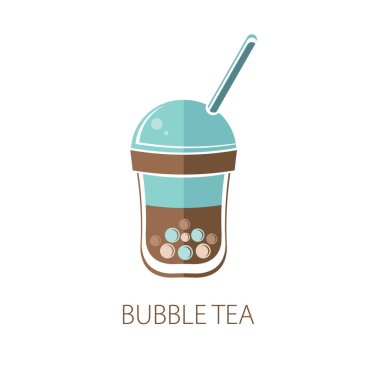 Kabarcık Çayı, İnci süt lü, siyah beyaz inci. Tayvan içkisi. Tapyoka. Vektörbeyaz arka plan üzerinde yalıtılmış nesne. Simge çay içeceği.