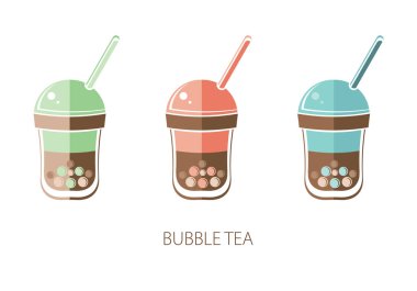 Kabarcık Çayı, İnci süt lü, siyah beyaz inci. Tayvan içkisi. Tapyoka. Vektörbeyaz arka plan üzerinde yalıtılmış nesne. Simge çay içeceği.