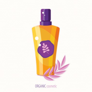 Doğal bitkisel organik kozmetik. Bitki kozmetikleri. Saç bakımı. Şampuan, merhem ya da saç kremi. Ekolojik ve doğal güzellik ürünleri. Spa kozmetik. düz vektör.