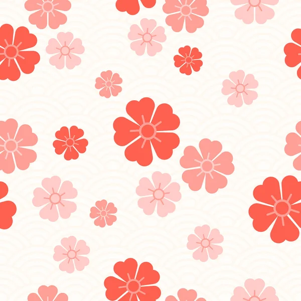Płynny Wzór Różowe Kwiaty Sakura Tle Azjatyckich Ornamentów Streszczenie Chińskiego — Wektor stockowy