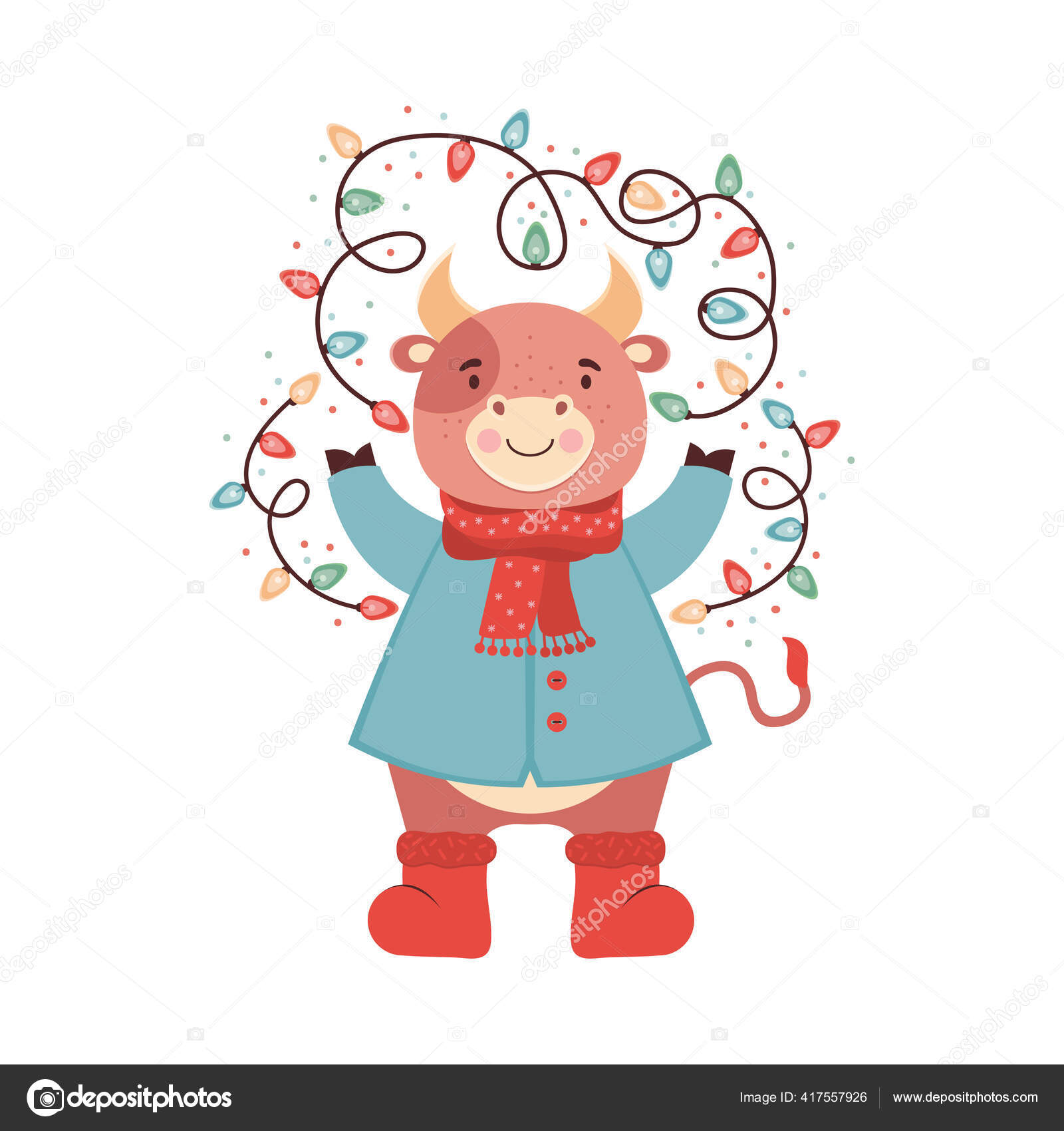 Cute Cartoon Baby Bull Sparkling Christmas Garland Funny Clothes Scarf Stock Vector Image by ©Catrin1309 #417557926 Cute Cartoon Baby Bull Sparkling Christmas Garland Funny Clothes Scarf Stock Vector Image by ©Catrin1309 #417557926
