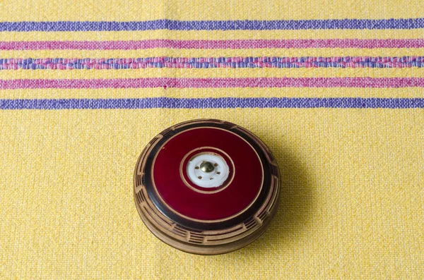 Yoyo Vintage Bois Sur Nappe Jaune Jouet Mexicain Traditionnel Sur — Photo