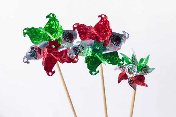 Pinwheels Decorado Para Día Independencia Mexicana Sobre Fondo Blanco — Foto de Stock