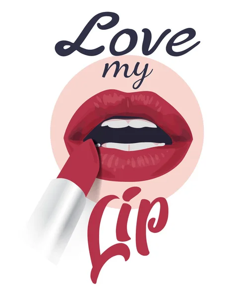 Ilustração Labial Com Slogan — Vetor de Stock