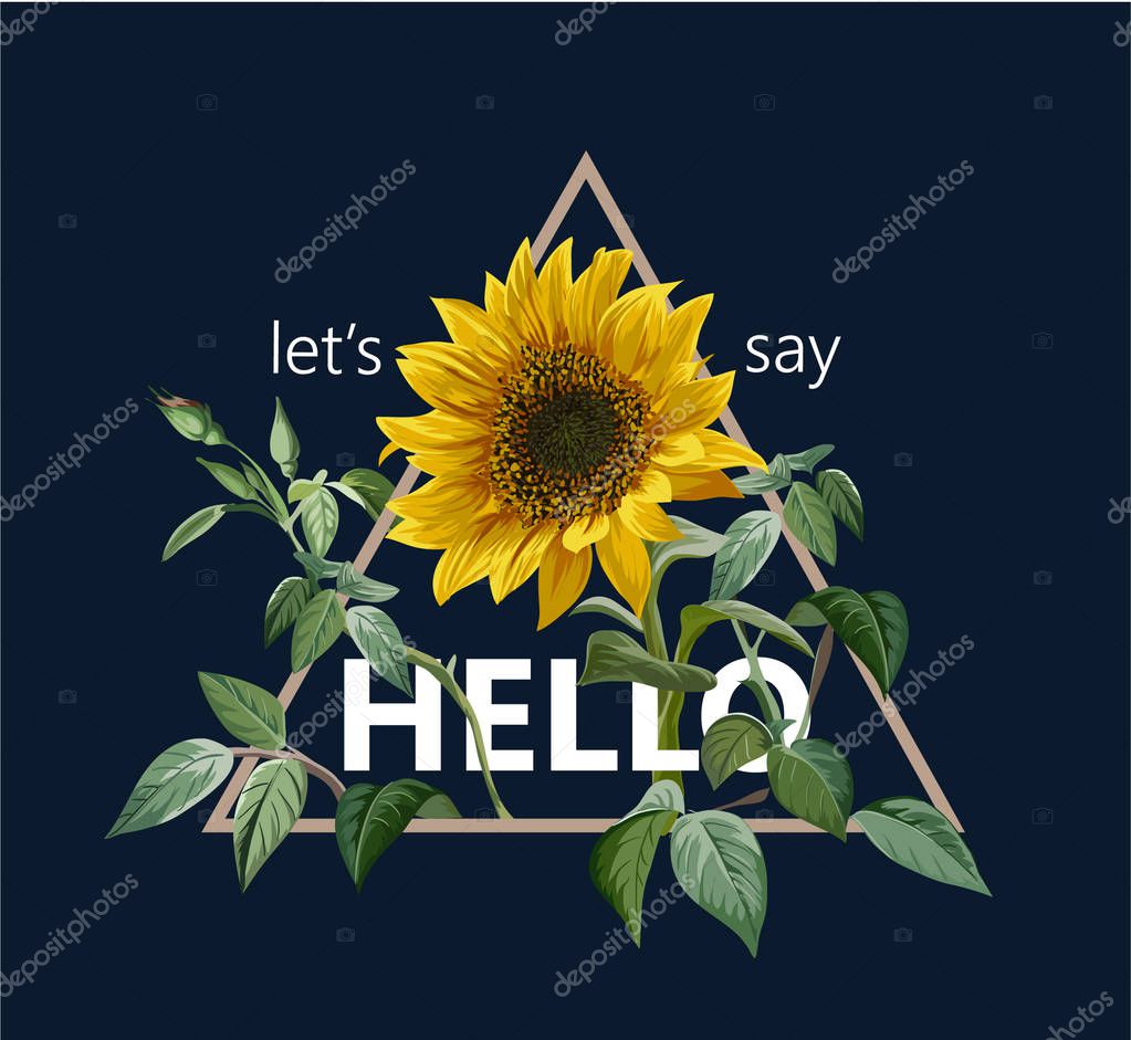 Typography slogan with sunflower illustration