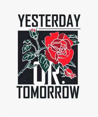 tipografi sloganı ile gül illüstrasyon