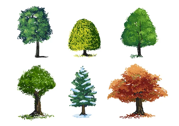 Tree Set Collection Illustration — Stock Vector