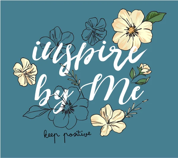 Typographie Slogan Avec Illustration Fleurs — Image vectorielle