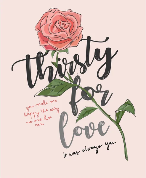 Slogan Typographie Avec Illustration Rose — Image vectorielle