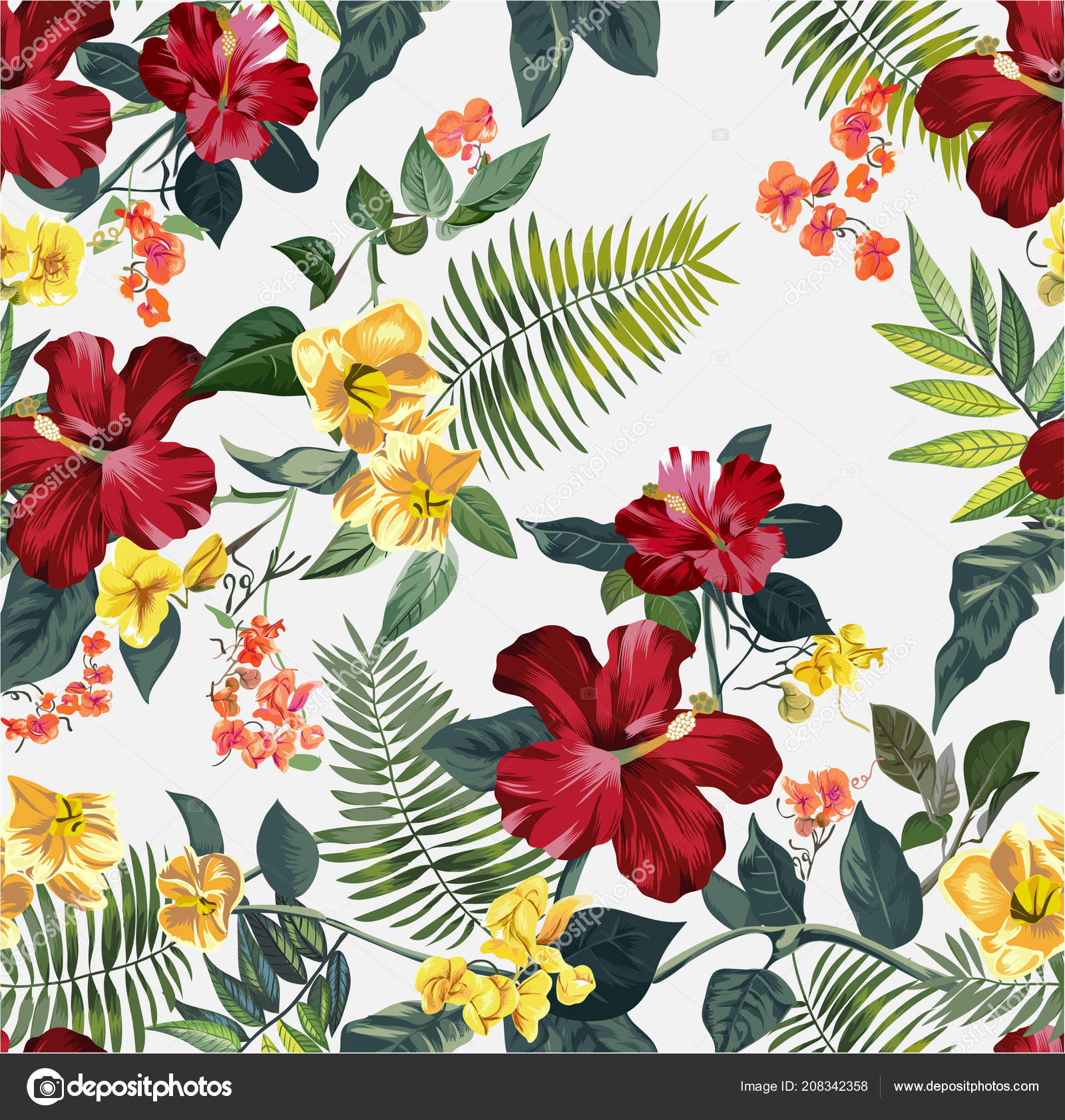 Seamless Tropical Flower Pattern Stock Vector mykrit Seamless Tropical Flower Pattern Stock Vector mykrit