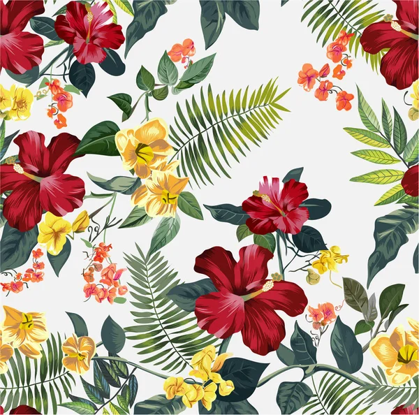 Безшовний Тропічний Квітковий Візерунок — стоковий вектор