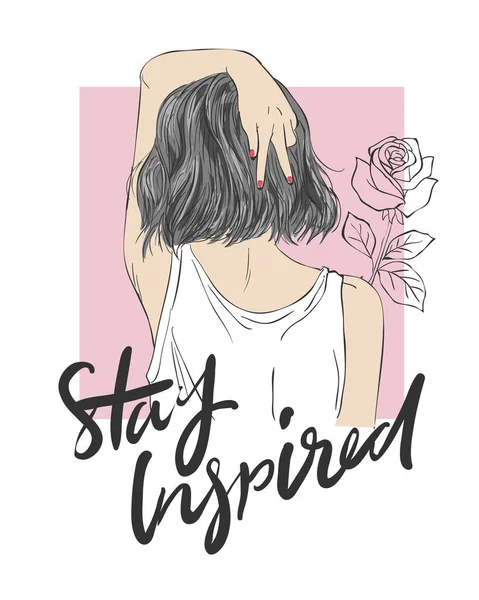 Slogan Avec Illustration Fille — Image vectorielle