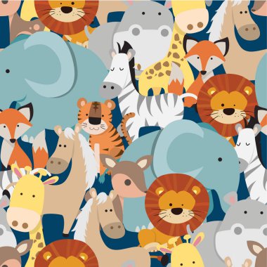 sorunsuz sevimli çizgi hayvan desen