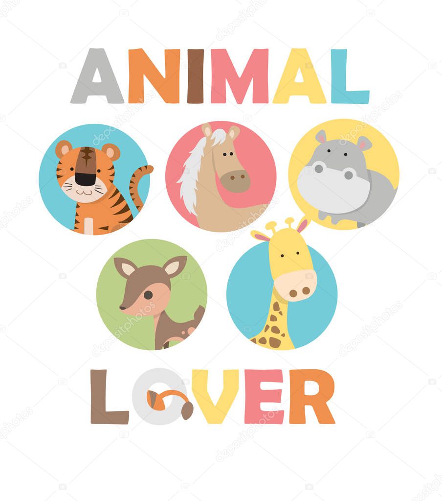 cute graphic animals illustration with slogan