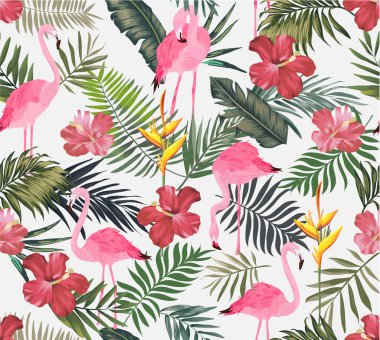 flamingo seamless modeli ile egzotik tropik