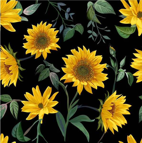 Kwiat Słońce Wektor Wzór Bez Szwu — Wektor stockowy