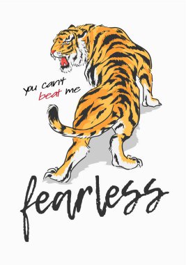 sloganı ile kaplan grafik illüstrasyon