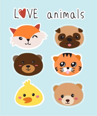 hayvan karikatür resimde açık mavi renkli ayarla