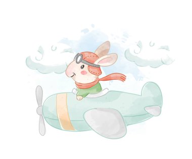 Çizgi film Tavşan Uçak Resimlerinde Uçuyor