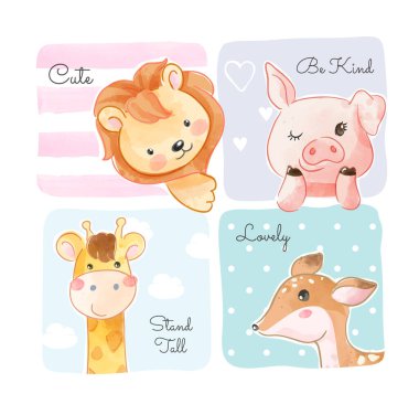 Renkli Çerçeve Resimlerinde Şirin Hayvanlar