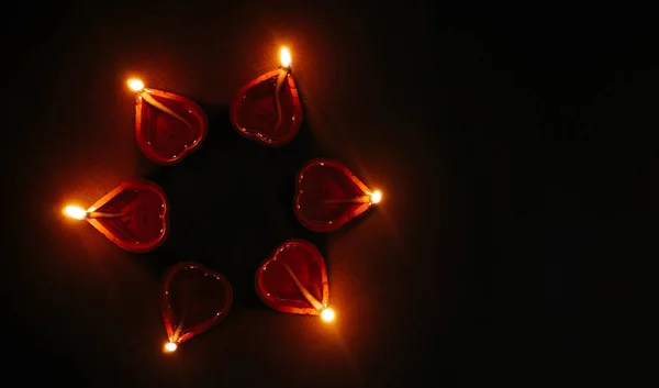 Λαμπτήρας Φεστιβάλ Diwali Ξύλινο Φόντο — Φωτογραφία Αρχείου