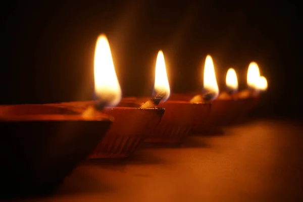 Diwali Lampa Festiwalowa Drewnianym Tle — Zdjęcie stockowe