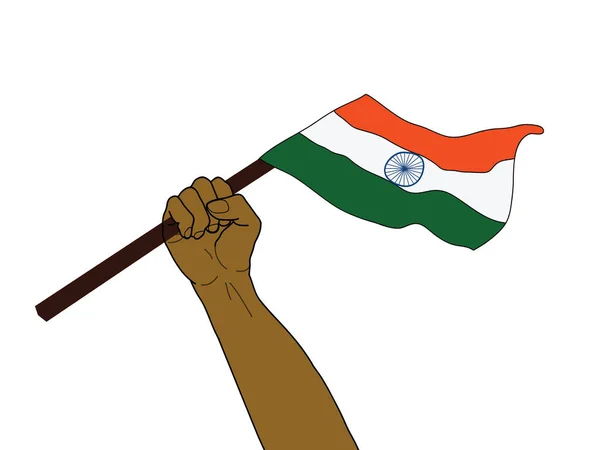 Ilustración Hombre Sosteniendo Bandera India — Foto de Stock